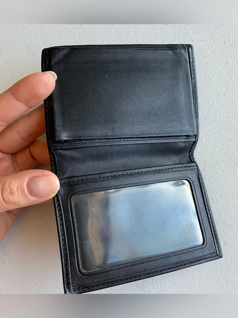 Tumi Black Genuine Leather Card Slit Small Square Wallet